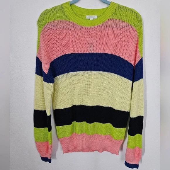 Abound striped colorblock knit sweater crew neck multicolor size small NWT - Picture 1 of 7